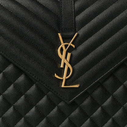 Saint Laurent Grain De Poudre Textured Mixed Matelasse Large Triquilt Monogram Satchel Black 8 of 10