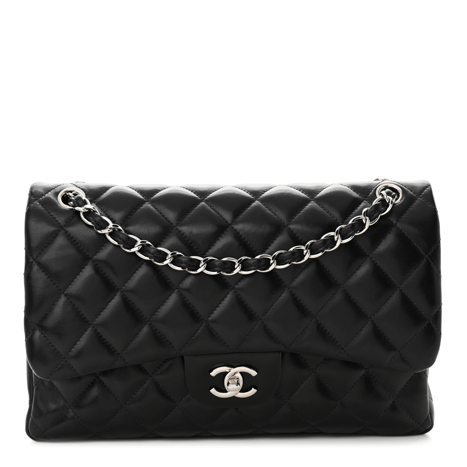 Chanel Lambskin Quilted Jumbo Double Flap Black 1 of 11