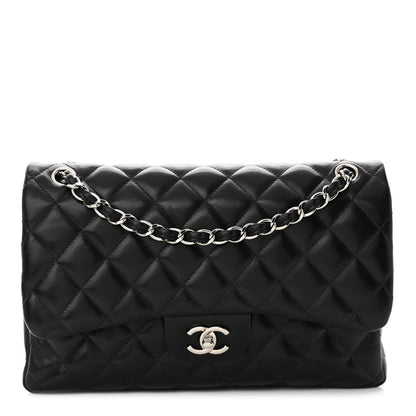 Chanel Lambskin Quilted Jumbo Double Flap Black 1 of 11