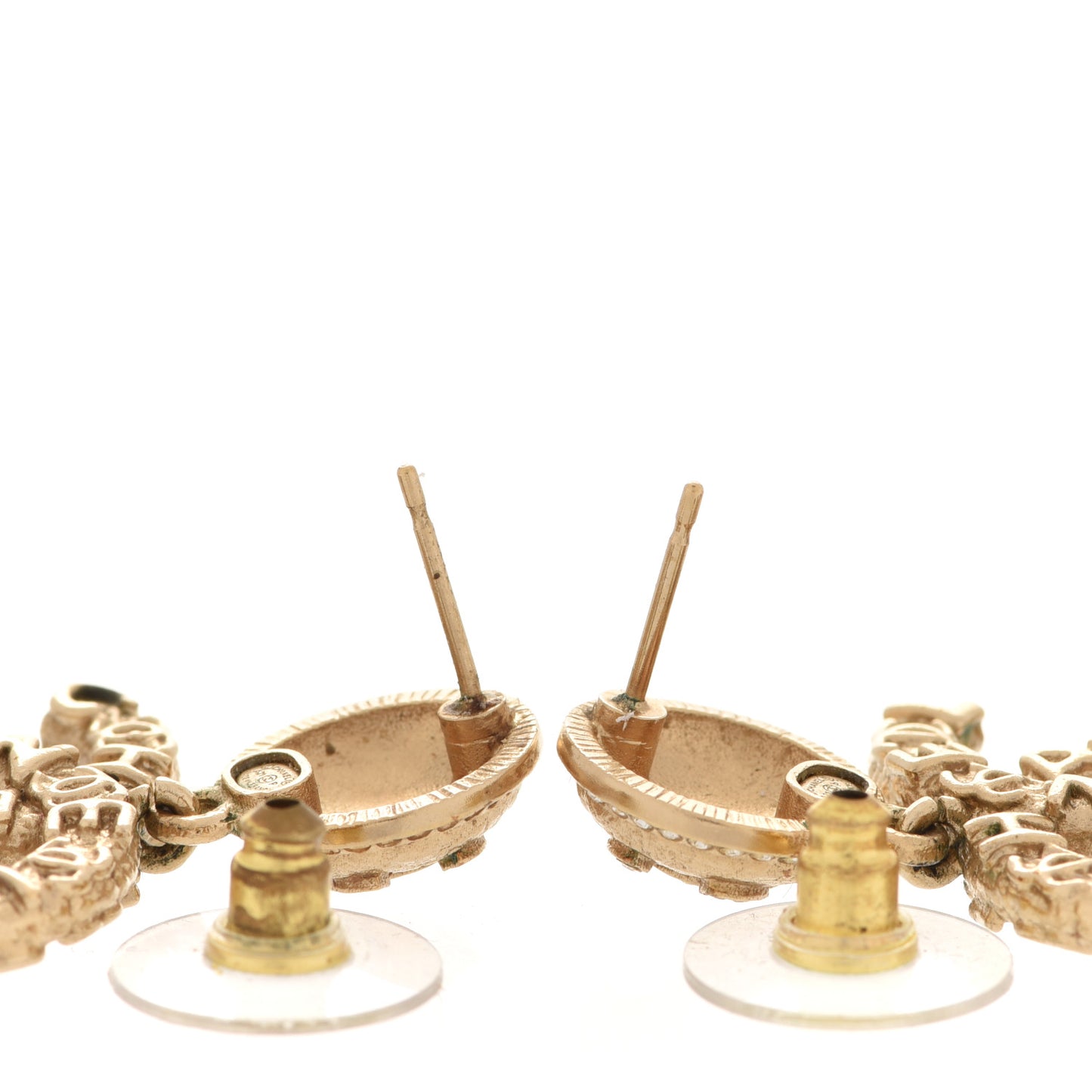 Crystal CC Drop Logo Earrings Gold