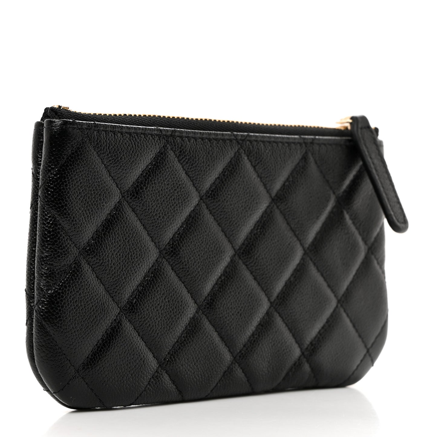 Caviar Quilted Studded CC Small Pouch Black