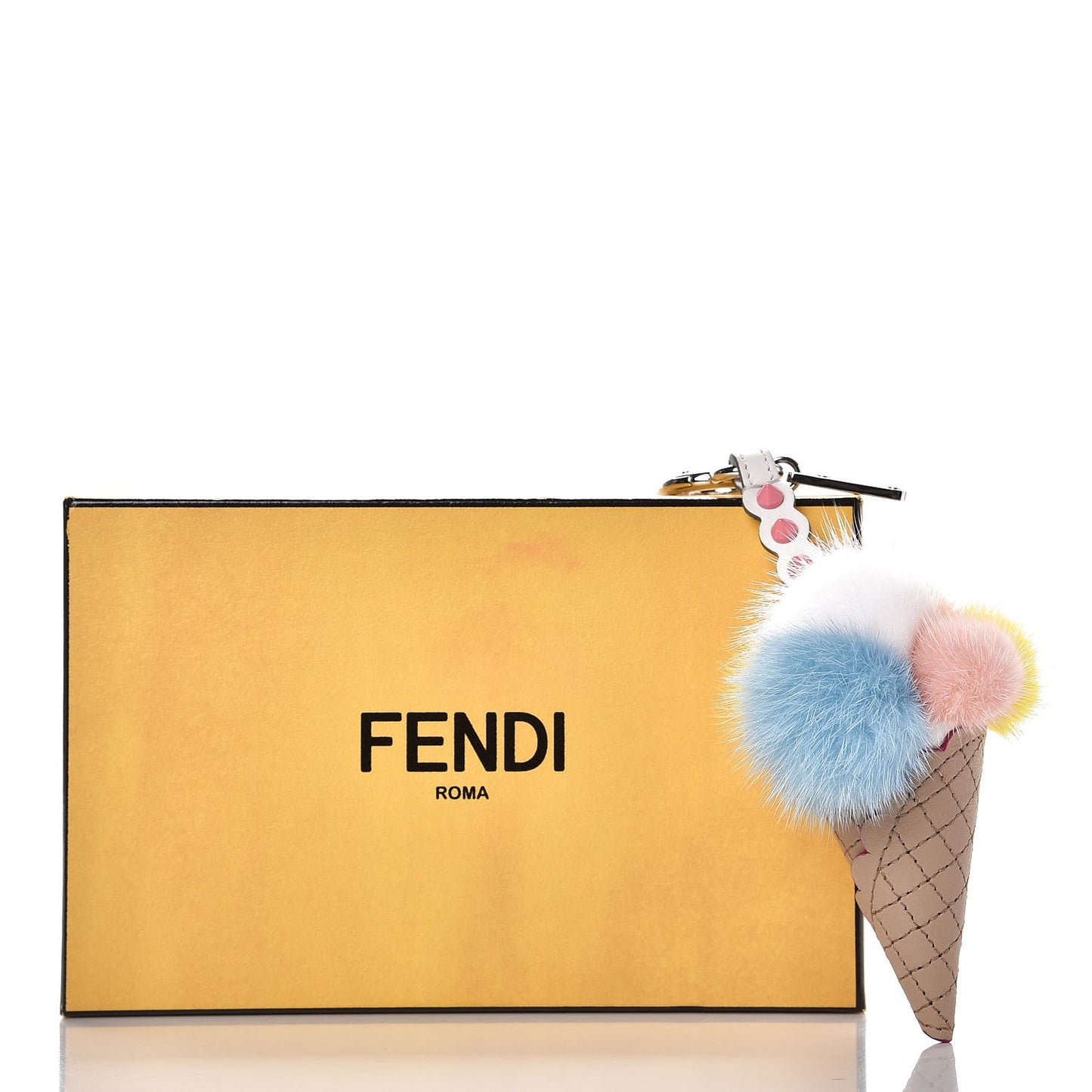 Mink Fur Calfskin Fun Fair Bag Charm Multicolor
