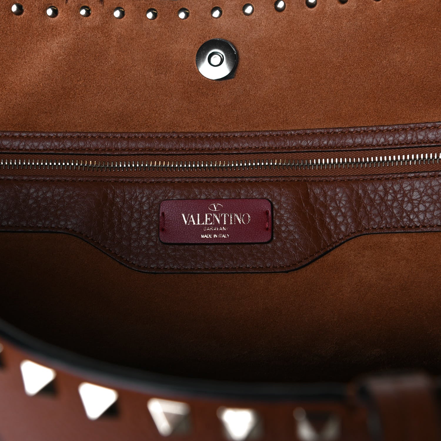 Valentino Garavani Grained Calfskin Rockstud Shoulder Tote Bright Cognac 8 of 14