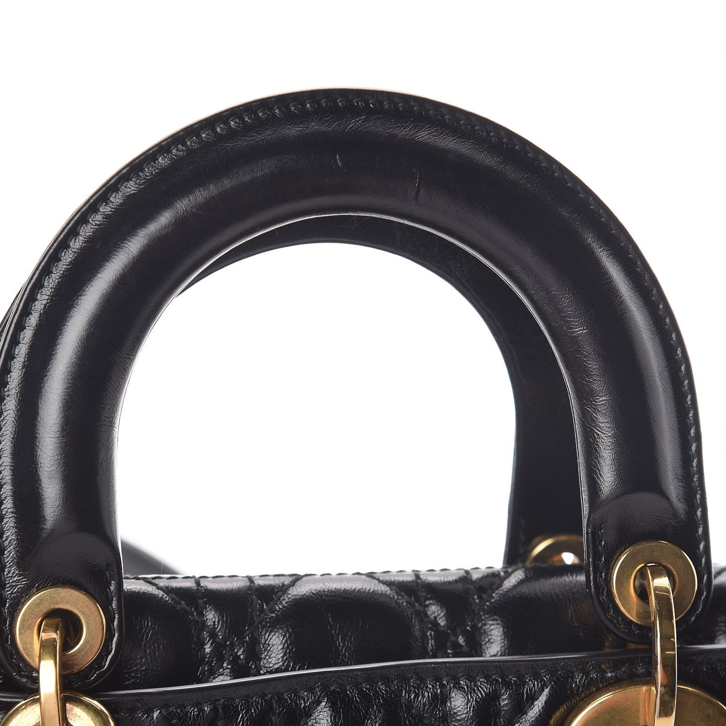 Crinkled Patent Cannage Small Lucky Badges My Lady Dior Black