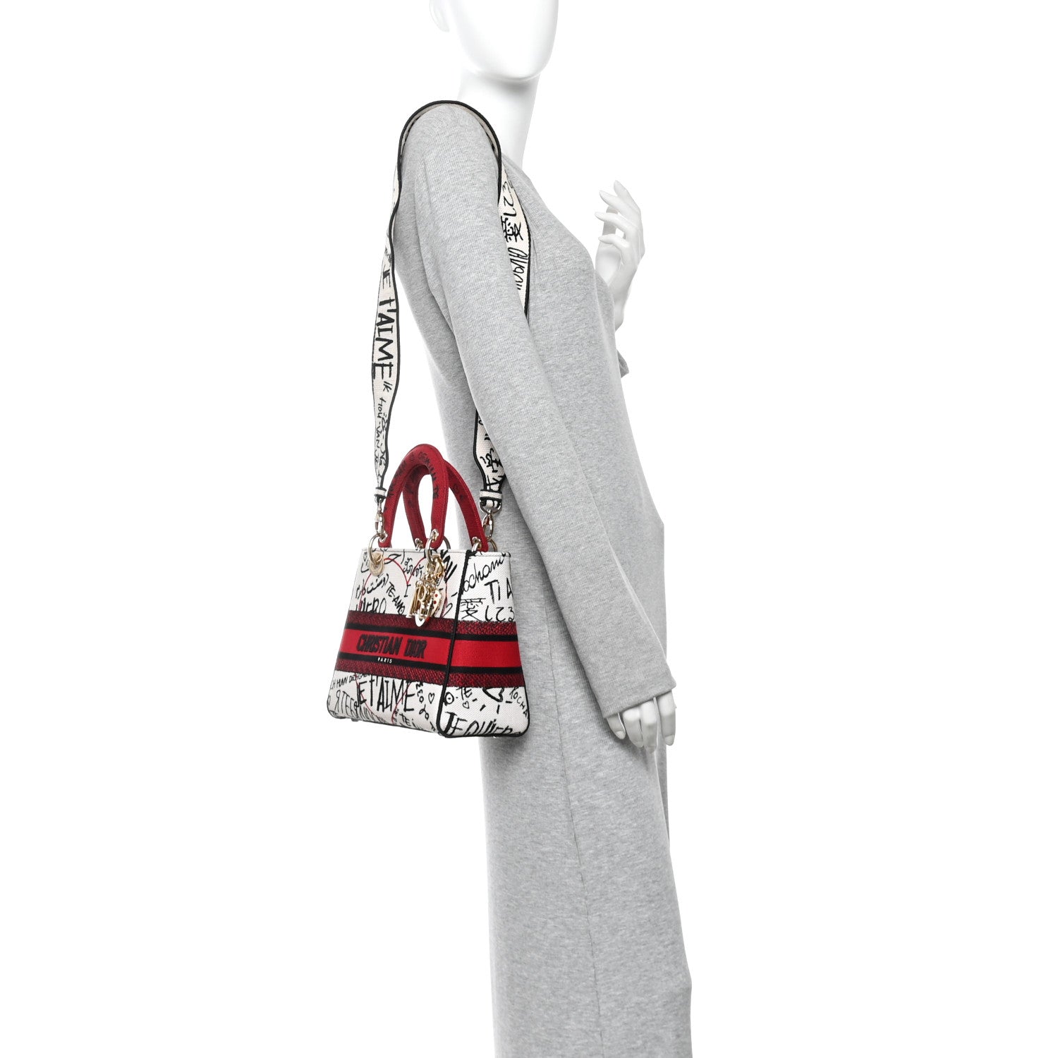 Christian Dior Canvas Medium DiorAmour Graffiti Lady D-Lite Latte 2 of 10