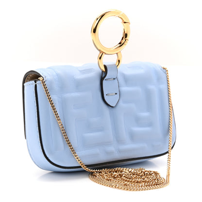 Fendi Nappa Matisse FF Embossed Nano Baguette Charm Placid Blue 3 of 7