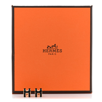 Hermes Rose Gold Lacquered Mini Pop H Earrings Black 6 of 6