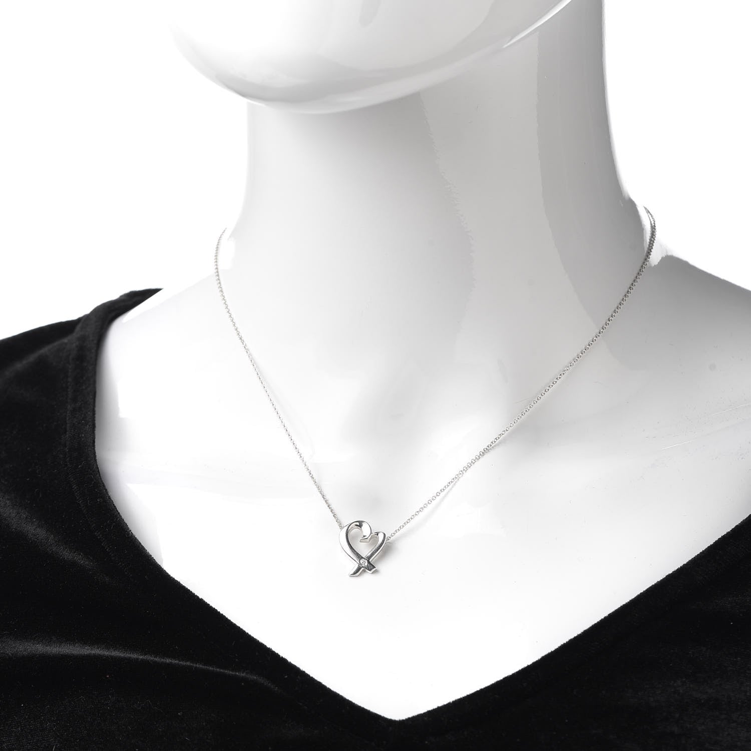 Tiffany Sterling Silver Diamond Paloma Picasso Loving Heart Necklace 2 of 5
