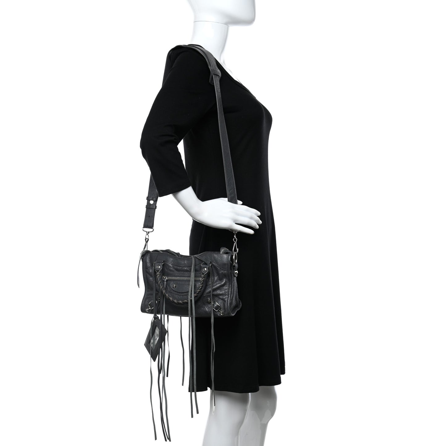 Agneau Classic Silver Hardware Mini City Gris Fossile