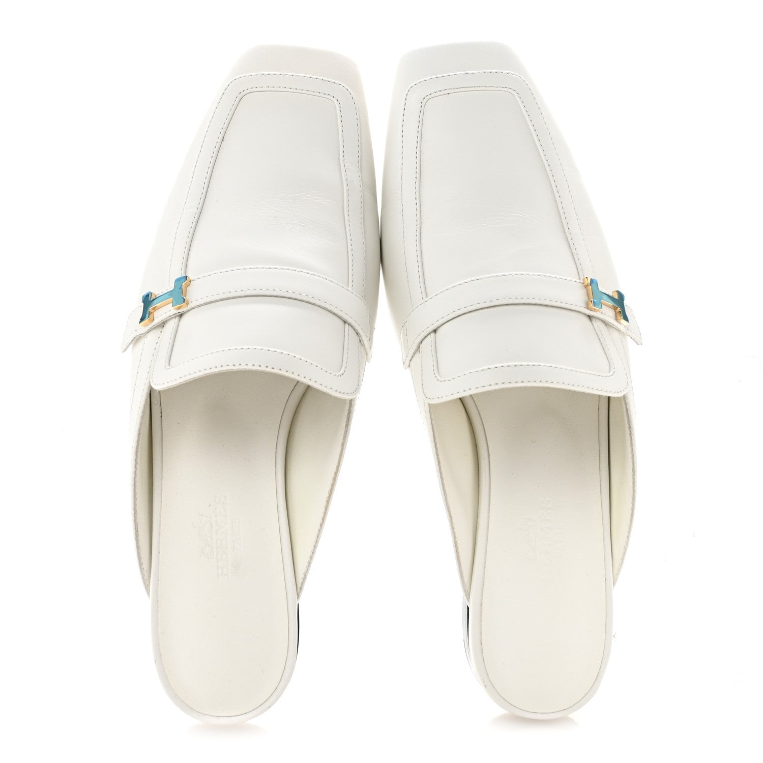 Hermes Calfskin Womens Groupie Mules 36 White 2 of 9