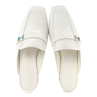 Hermes Calfskin Womens Groupie Mules 36 White 2 of 9