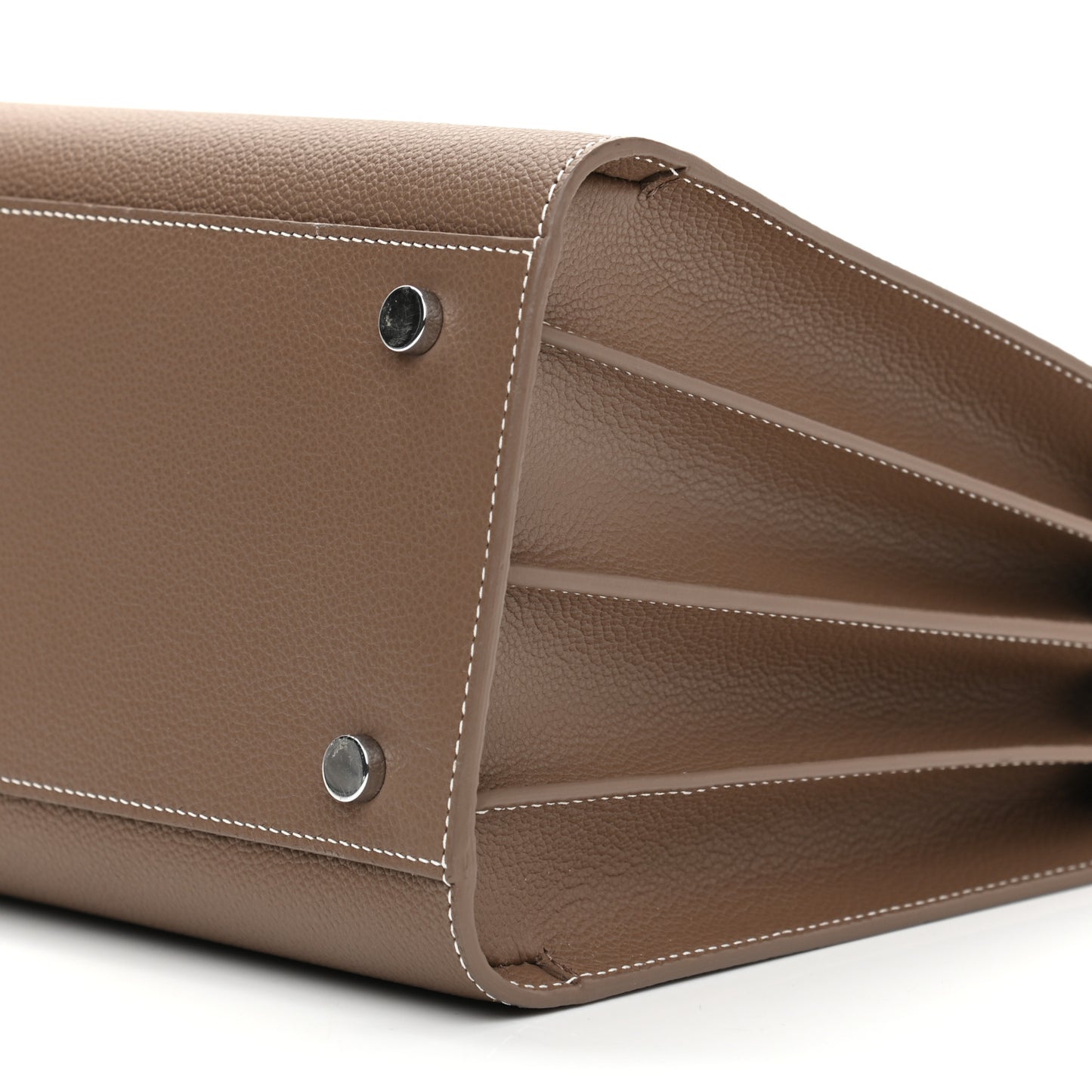 Grained Calfskin Topstitch Small Classic Sac De Jour Taupe