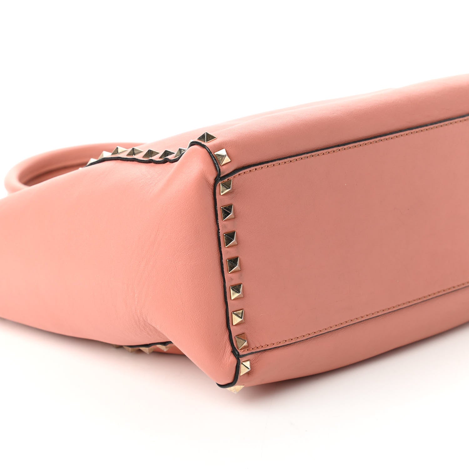 Valentino Garavani Vitello Rockstud Double Handle Tote Coral 6 of 15