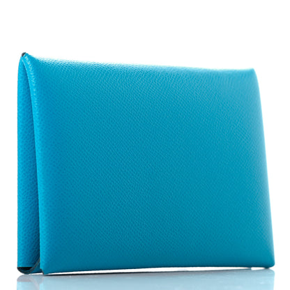 Hermes Epsom Calvi Card Case Bleu Frida 3 of 7