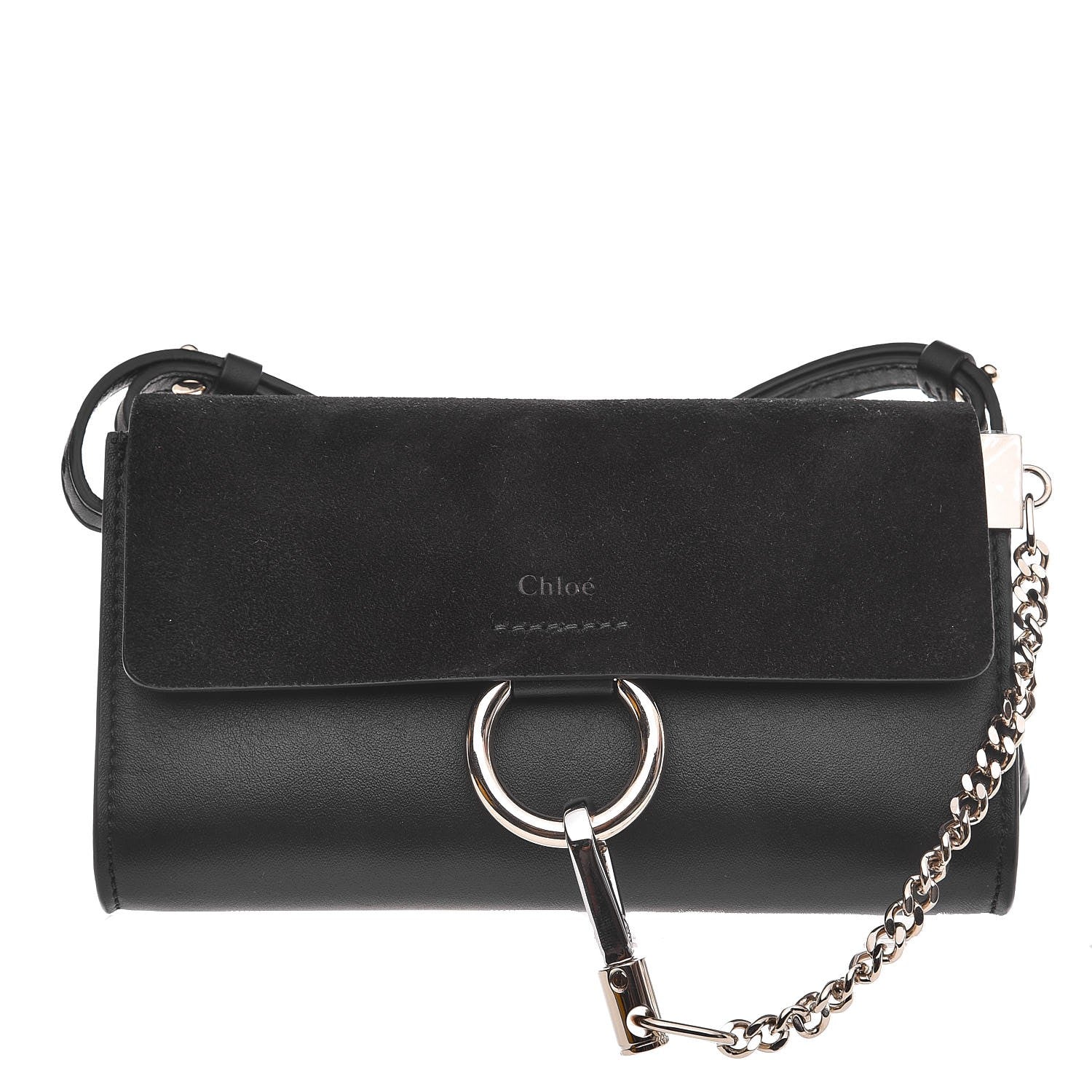 Chloe Suede Calfskin Mini Faye Shoulder Bag Black 1 of 7
