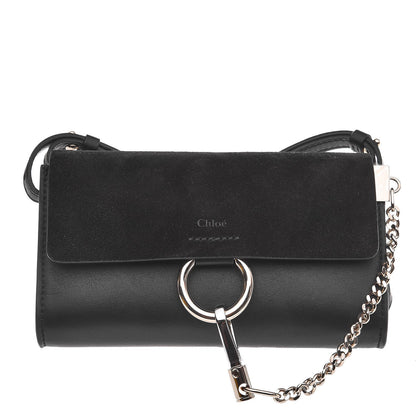 Chloe Suede Calfskin Mini Faye Shoulder Bag Black 1 of 7