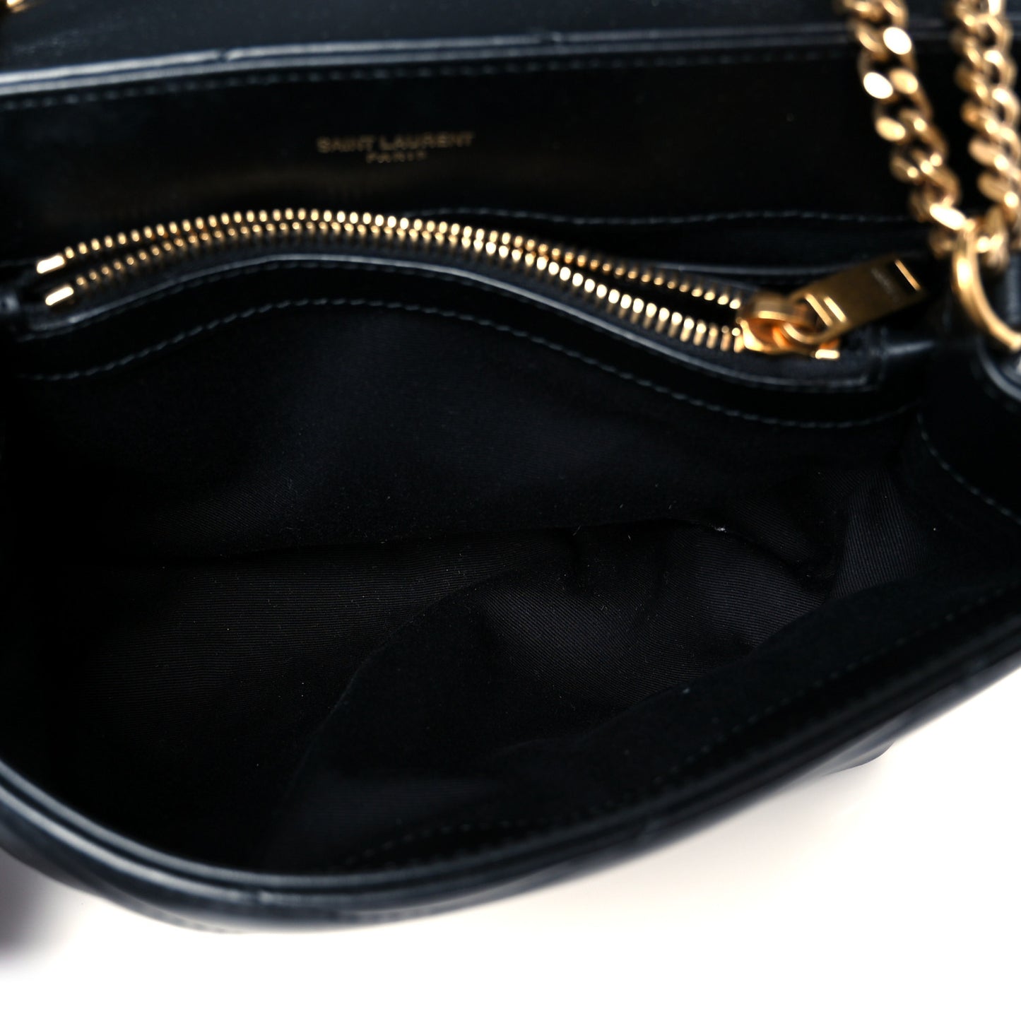 Calfskin Y Quilted Monogram Small Loulou Chain Satchel Black