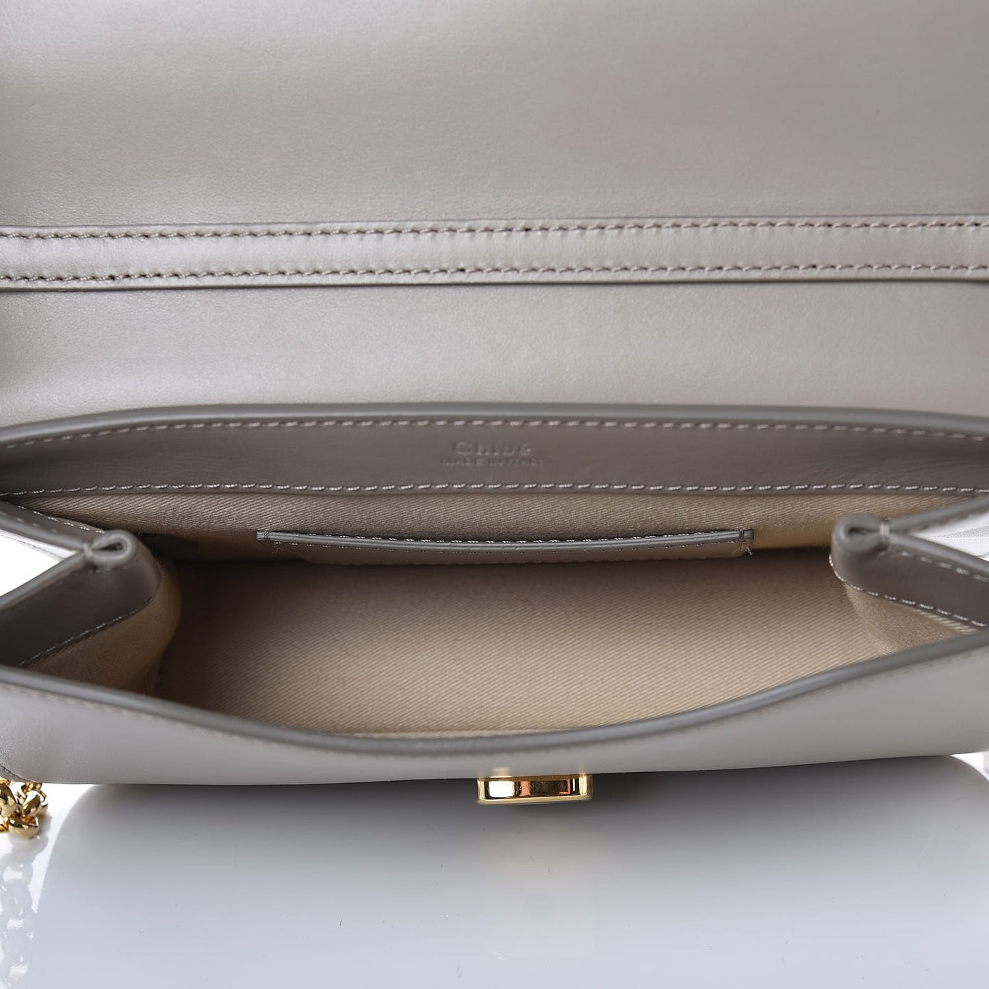 Calfskin Suede C Clutch With Chain Motty Grey