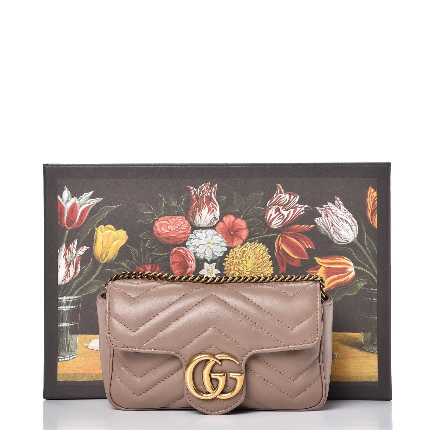 Calfskin Matelasse Super Mini GG Marmont Shoulder Bag Porcelain Rose