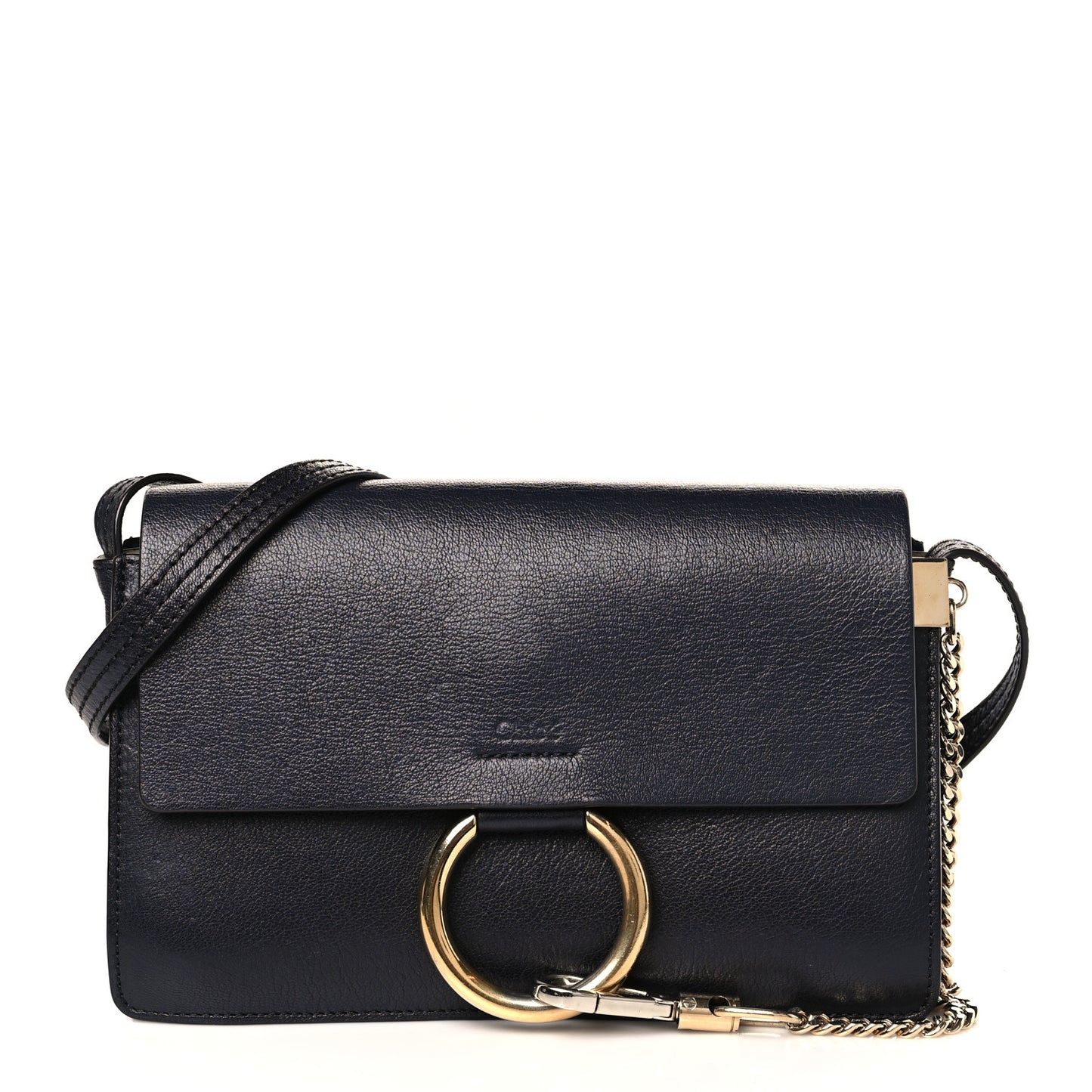 Calfskin Small Faye Shoulder Bag Denim Blue