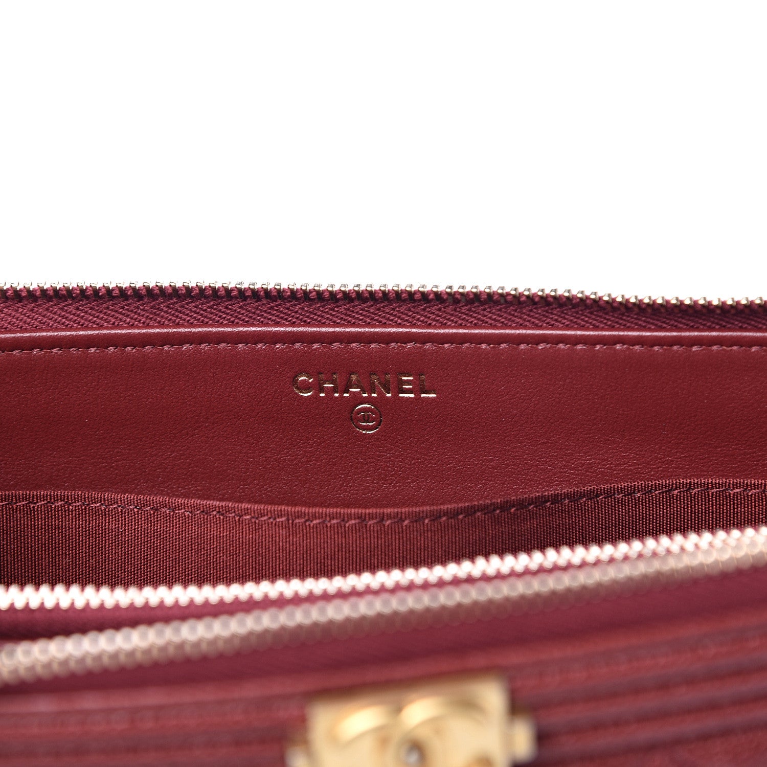 Chanel Caviar Quilted Small Zipped Boy Pouch Burgundy 5 of 8