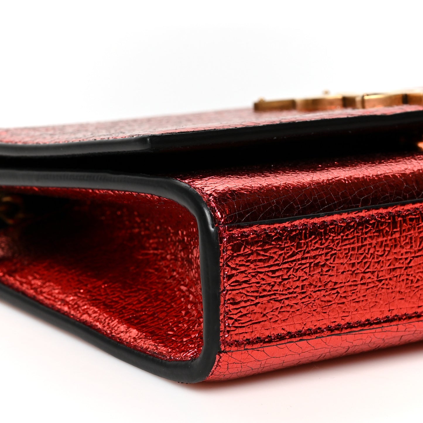 Metallic Calfskin Small Classic Monogram Kate Satchel Red