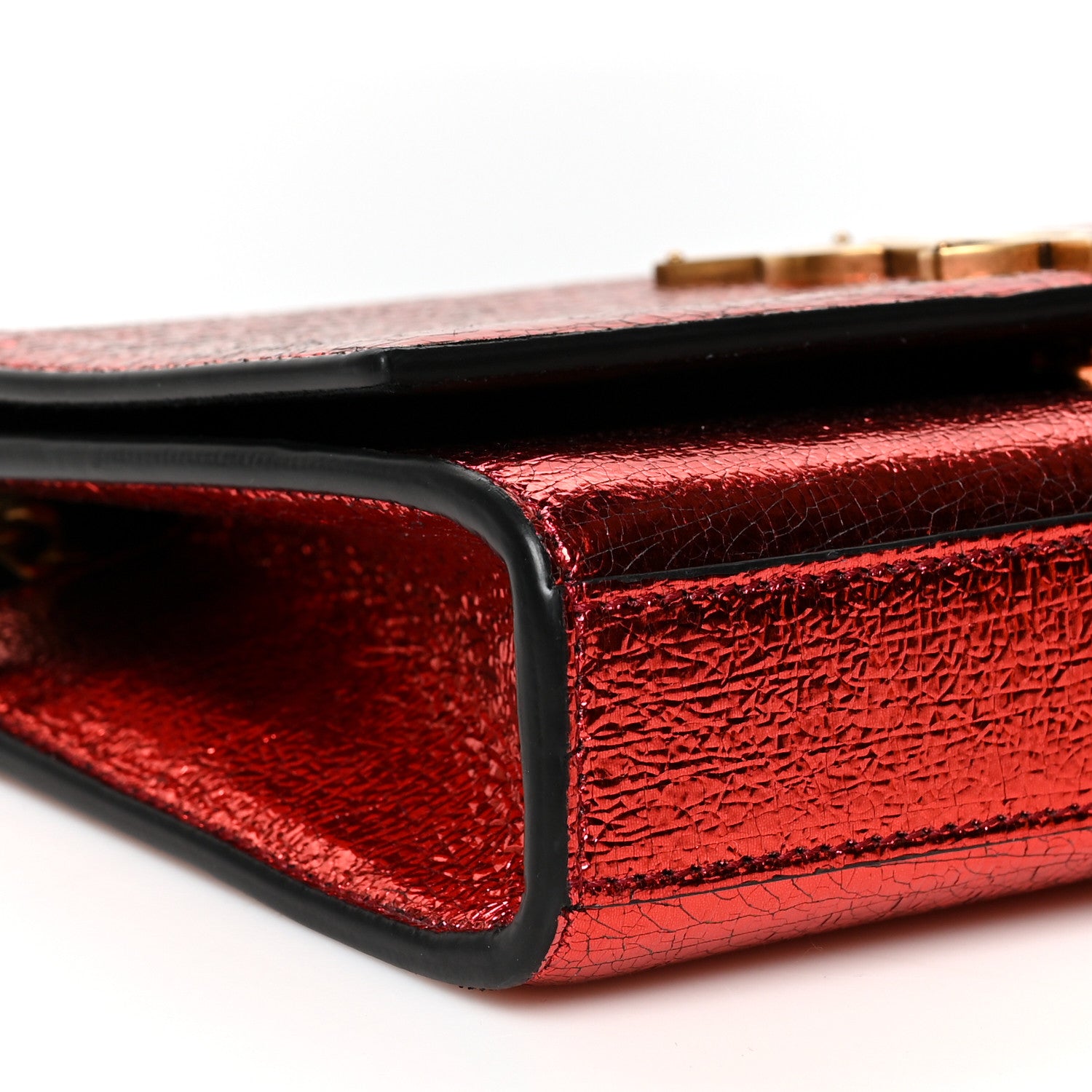 Saint Laurent Metallic Calfskin Small Classic Monogram Kate Satchel Red 8 of 9