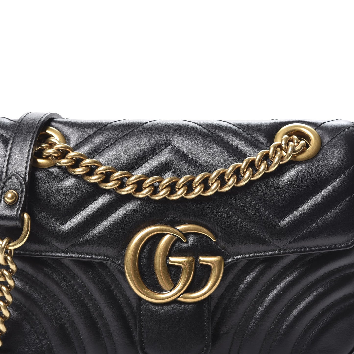 Calfskin Matelasse Mini GG Marmont Shoulder Bag Black