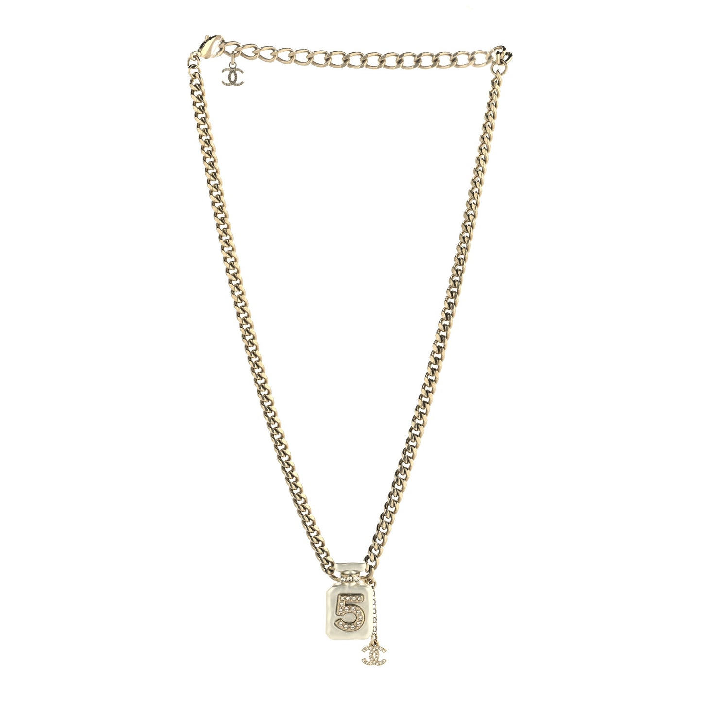 Resin Crystal CC No 5 Perfume Bottle Necklace