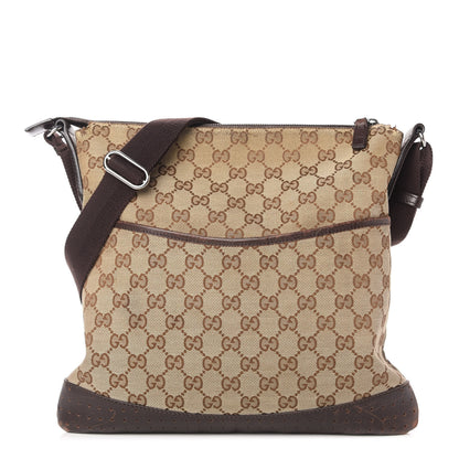 Gucci Monogram Calfskin Perforated Medium Flat Messenger Bag Dark Brown 1 of 15