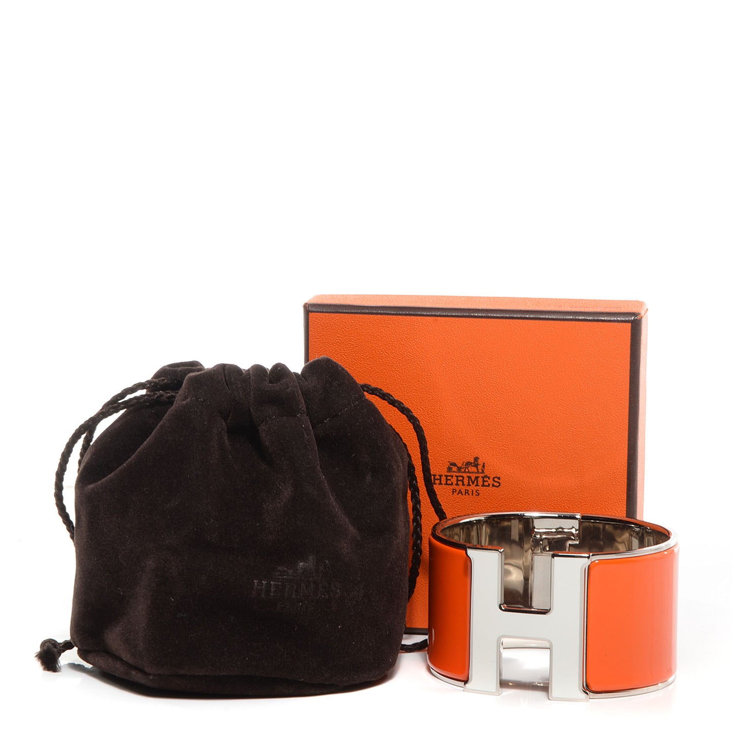 Enamel Clic Clac H Extra Wide Bracelet PM Orange