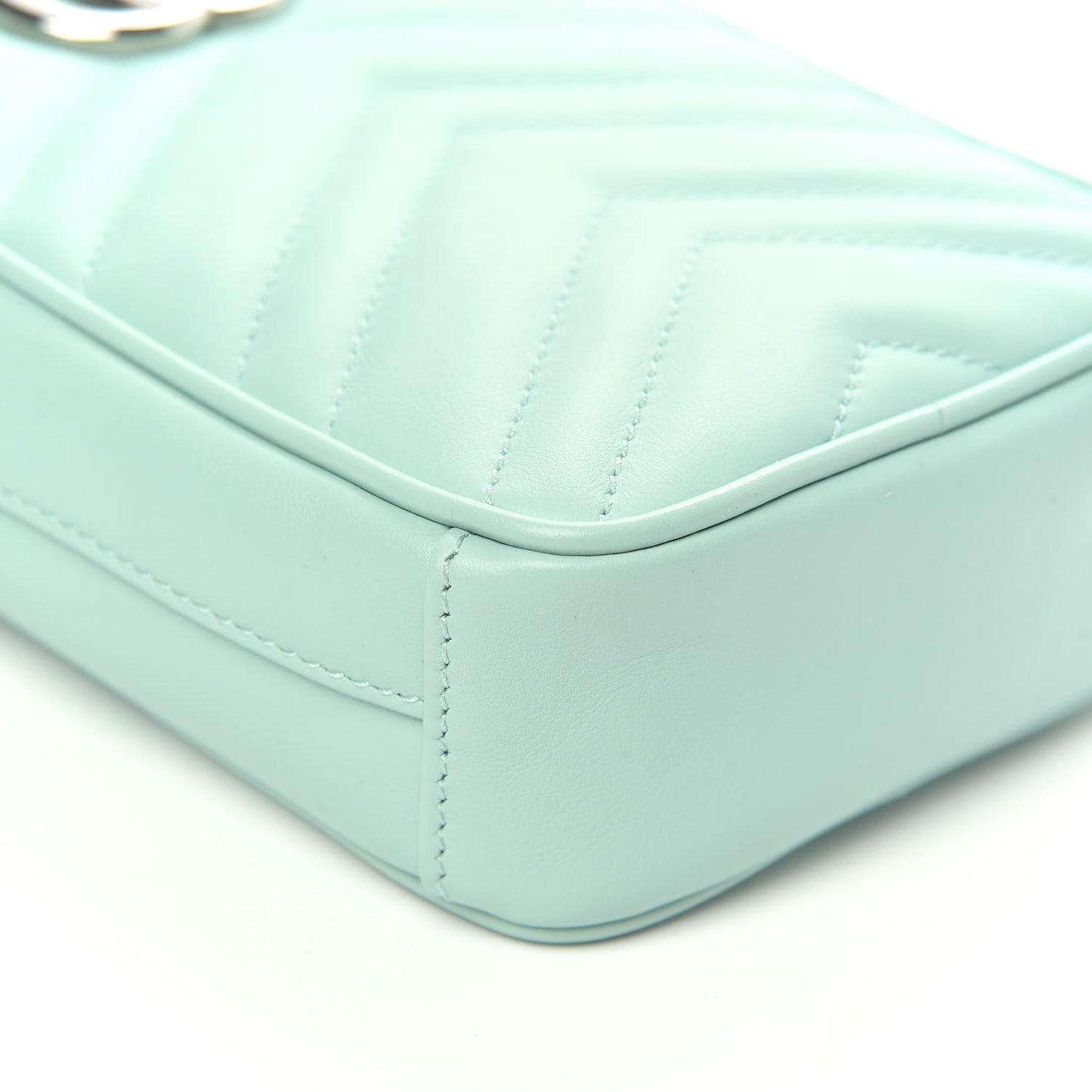 Calfskin Matelasse Mini GG Marmont Crossbody Bag Water Green
