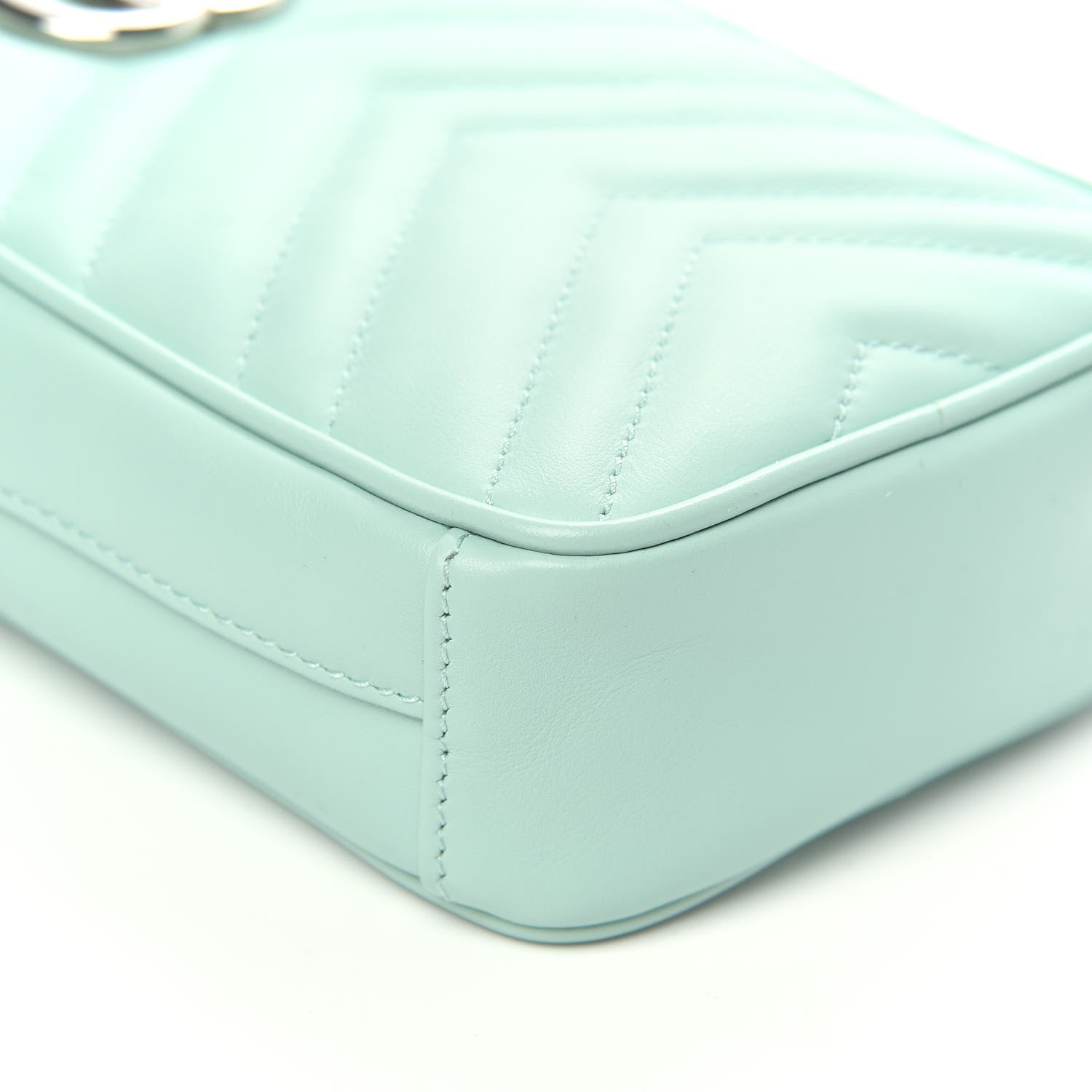 Gucci Calfskin Matelasse Mini GG Marmont Crossbody Bag Water Green 8 of 10