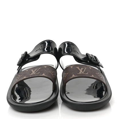 Louis Vuitton Monogram Sunbath Flat Mule Sandals 41 Black 2 of 7
