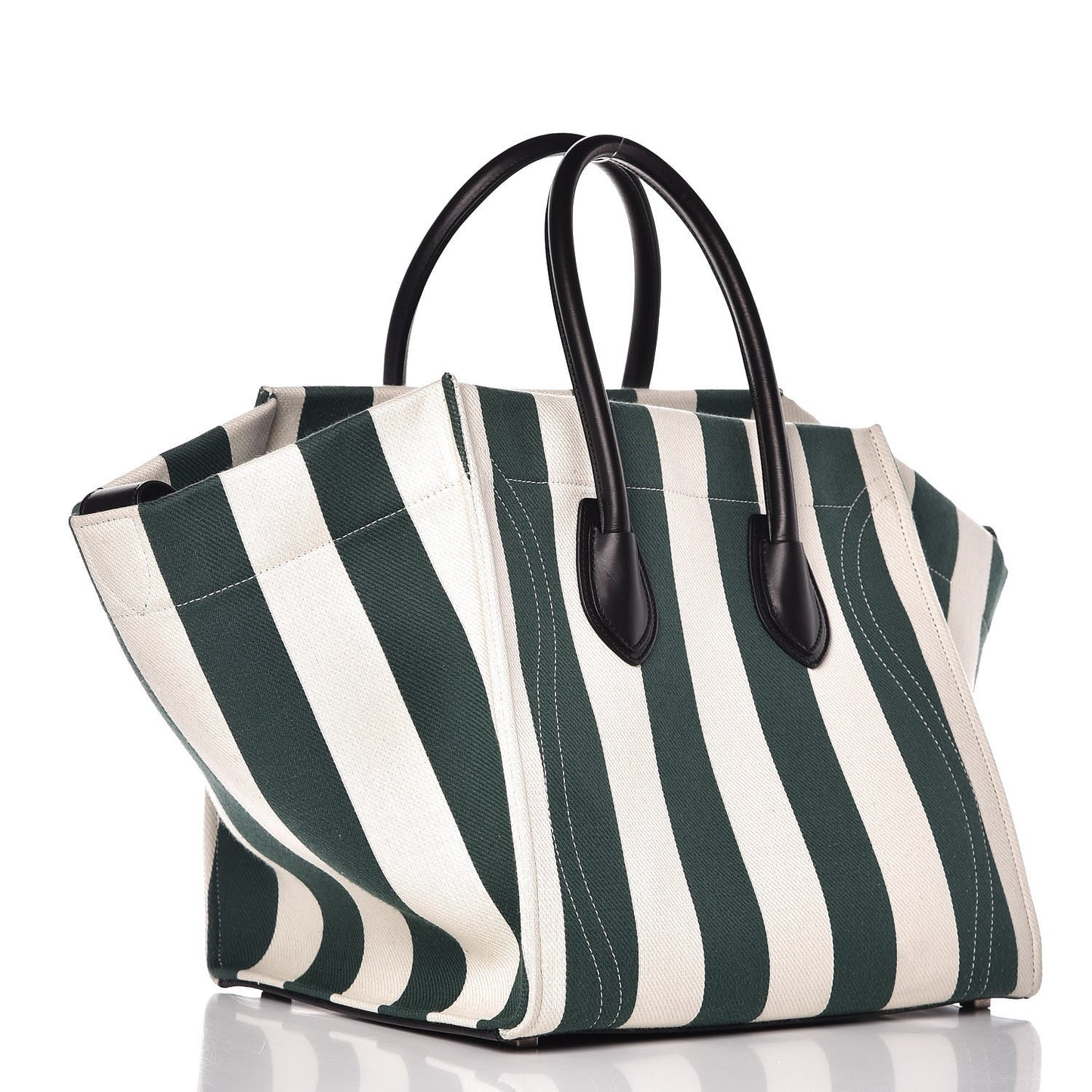 Cotton Canvas Striped Medium Phantom Luggage White Green