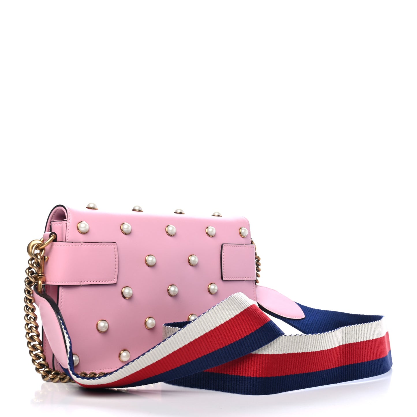 Nappa Pearl Studded Mini Queen Margaret Broadway Shoulder Bag Sugar Pink