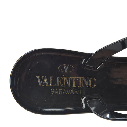 Valentino Garavani PVC Jelly Rockstud Bow Thong Sandals 38 Black 8 of 10