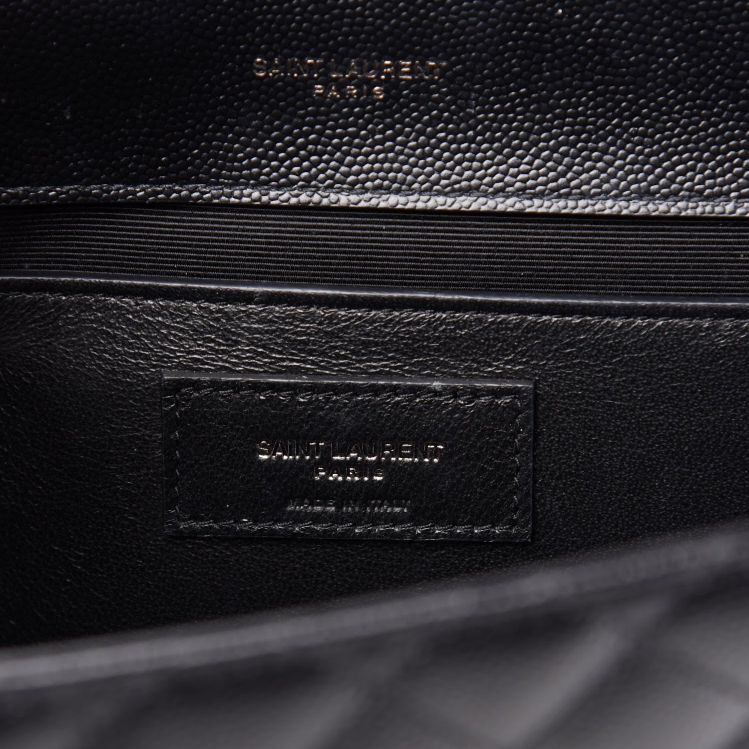 Saint Laurent Grain De Poudre Textured Mixed Matelasse Triquilt Medium Monogram Satchel Black 7 of 10