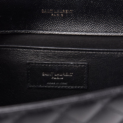 Saint Laurent Grain De Poudre Textured Mixed Matelasse Triquilt Medium Monogram Satchel Black 7 of 10