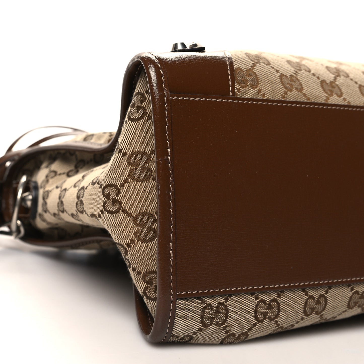X GUCCI GG Monogram Azalea Calfskin Neo Classic Silver Hardware Medium City Beige Ebony Brown Sugar