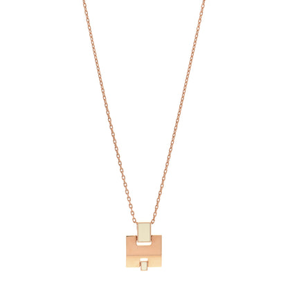 Hermes Rose Gold Plated Lacquered Eileen Pendant Necklace Craie 1 of 4