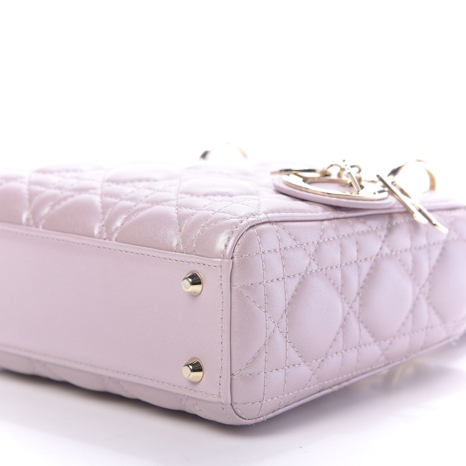 Christian Dior Metallic Lambskin Cannage Mini Lady Dior Lotus 7 of 12