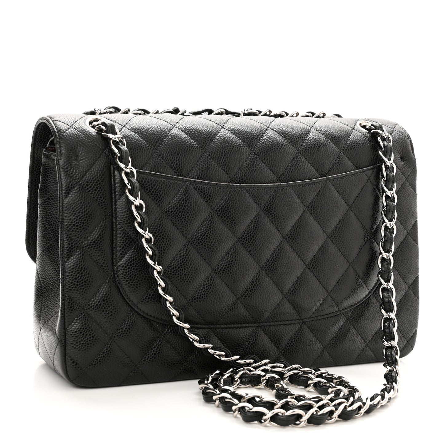 Caviar Quilted Jumbo Double Flap Black