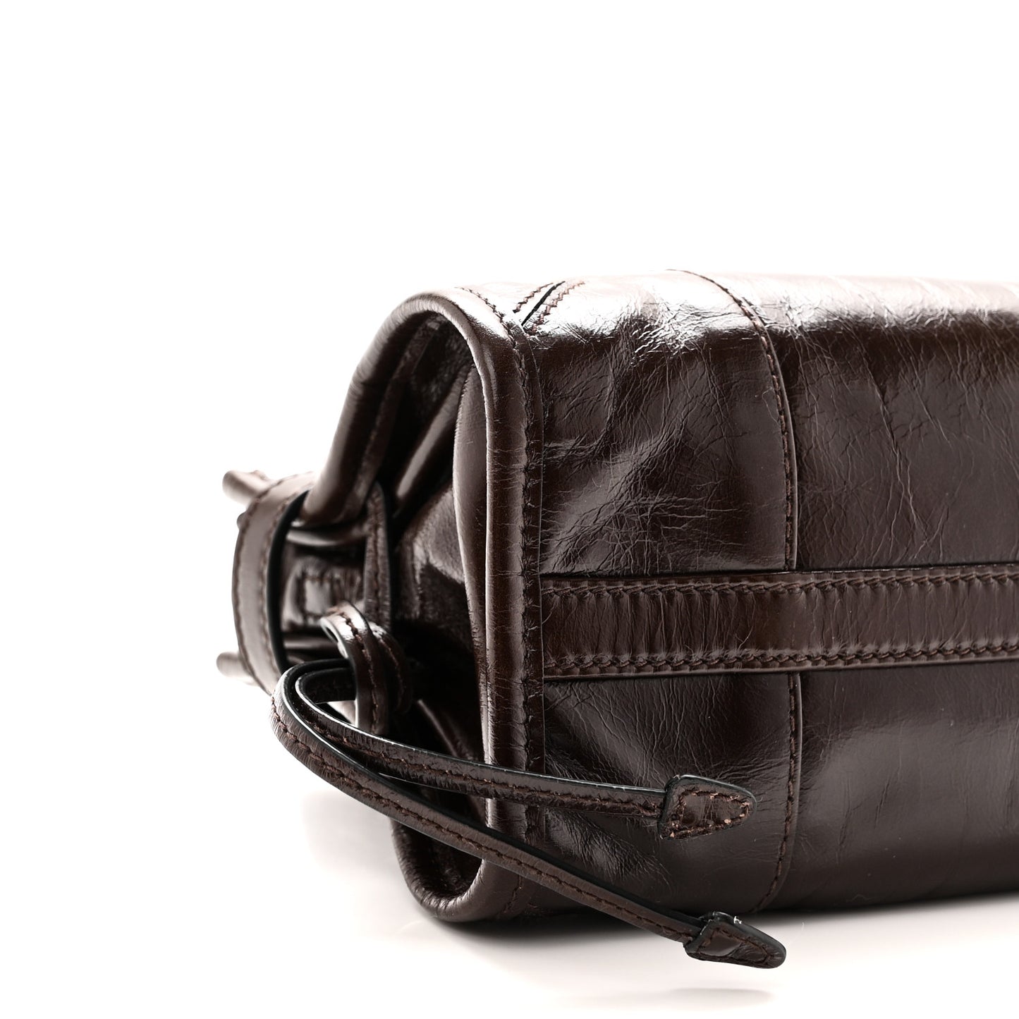 Glossy Calfskin Triangle Mini Bonnie Shoulder Bag Moro