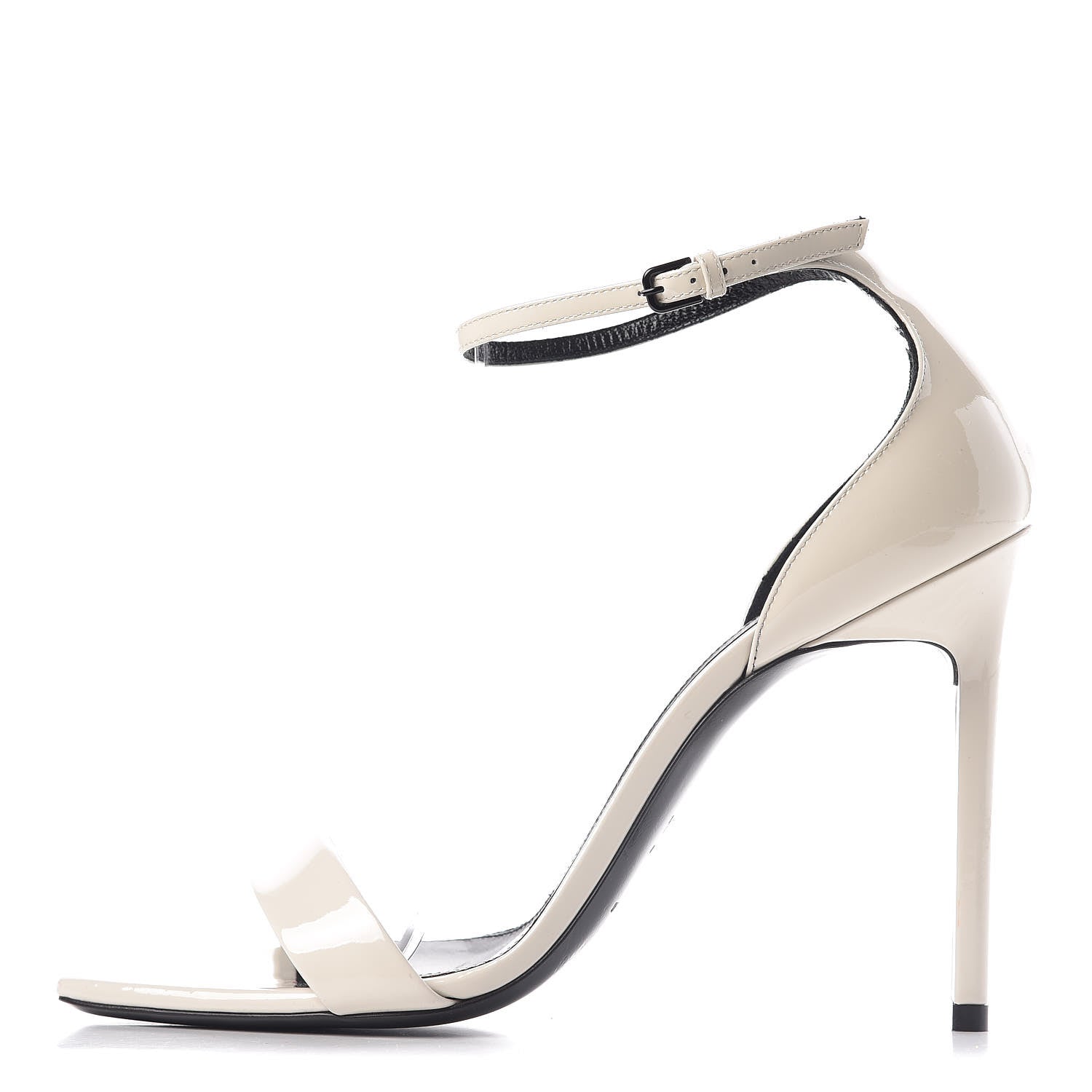 Saint Laurent Patent Calfskin Amber 105 Ankle Strap Sandals 39.5 White 1 of 7