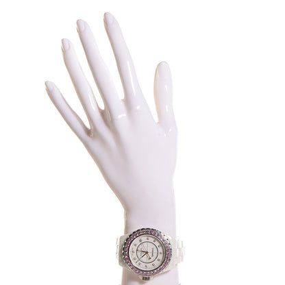 Chanel Stainless Steel Ceramic Diamond Pink Sapphire 42mm J12 Automatic Watch White 2 of 5