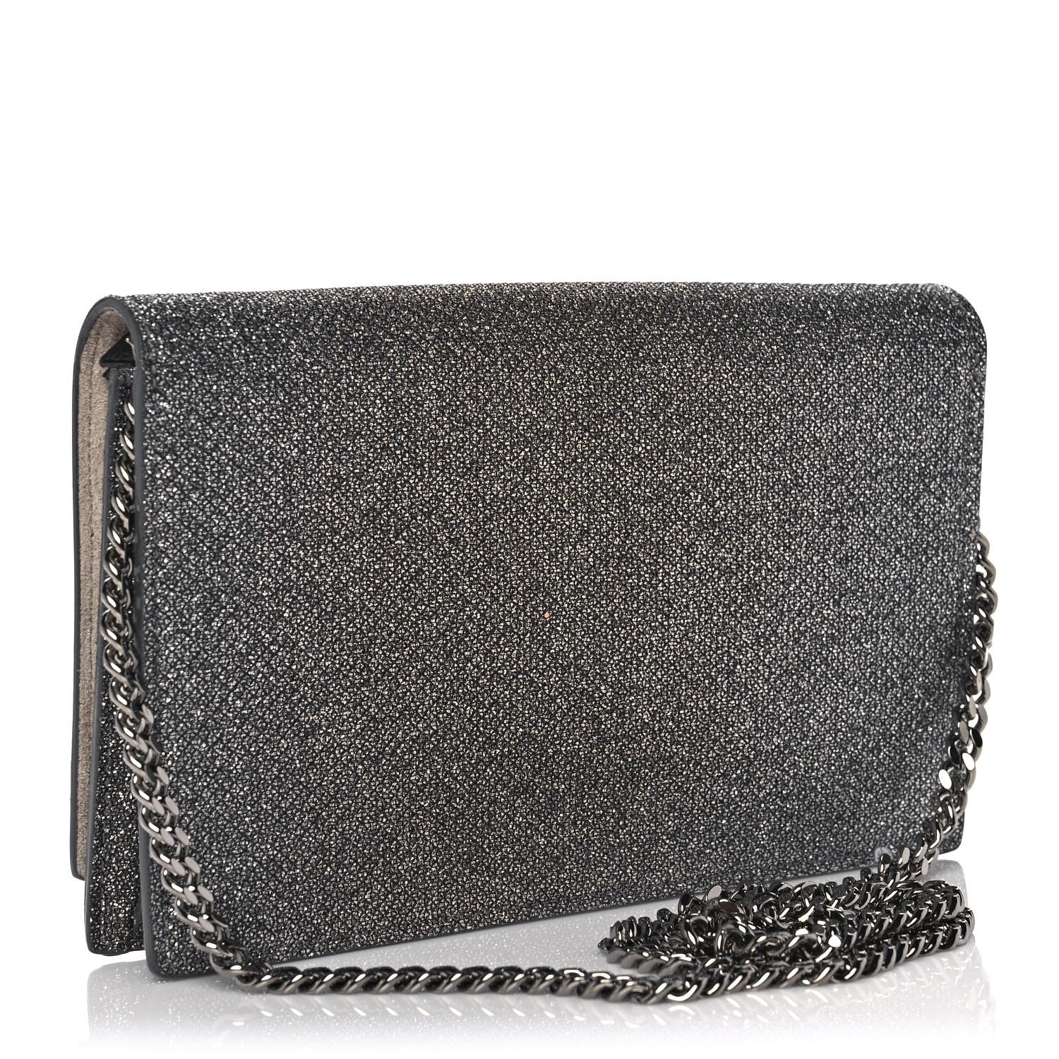 Jimmy Choo Glitter Florence Wallet on Chain Anthracite 3 of 11