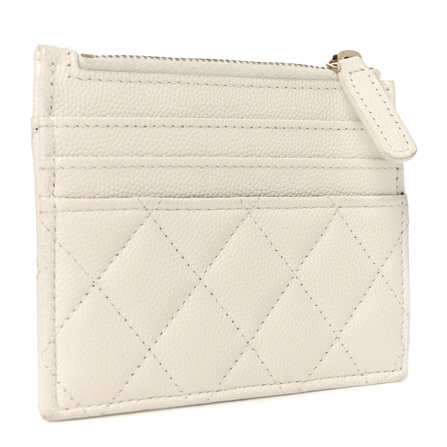 Chanel Caviar Quilted CC Zip Card Holder White 3 of 7
