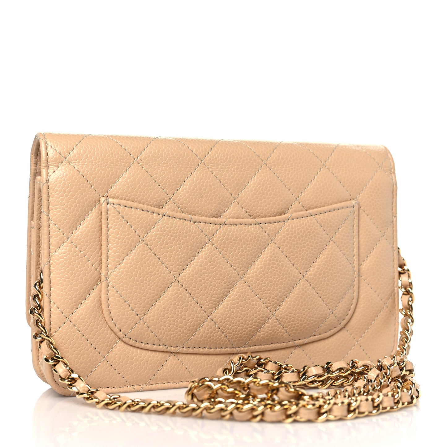Caviar Quilted Wallet on Chain WOC Beige Clair