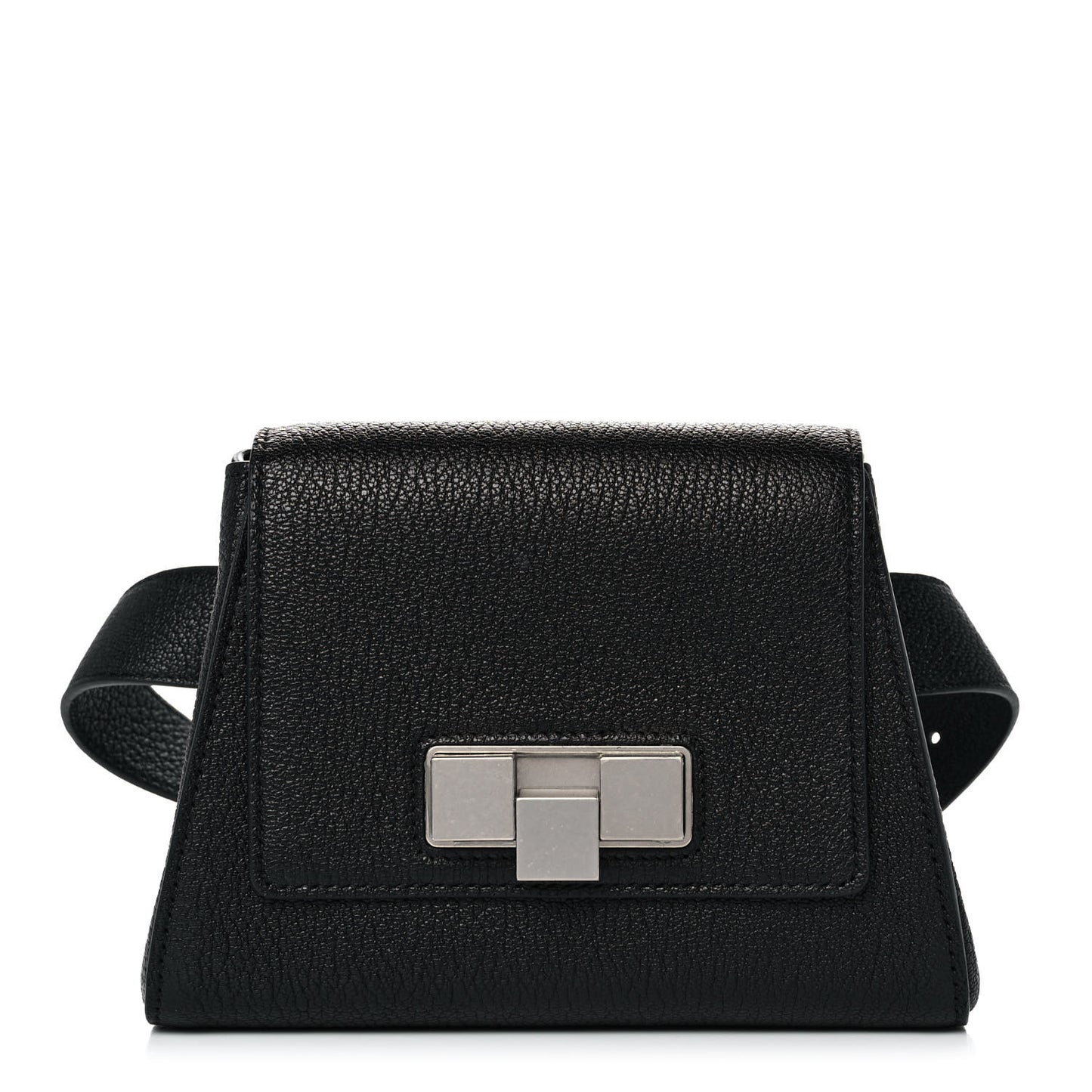 Grained Calfskin Geometric Belt Bag Black